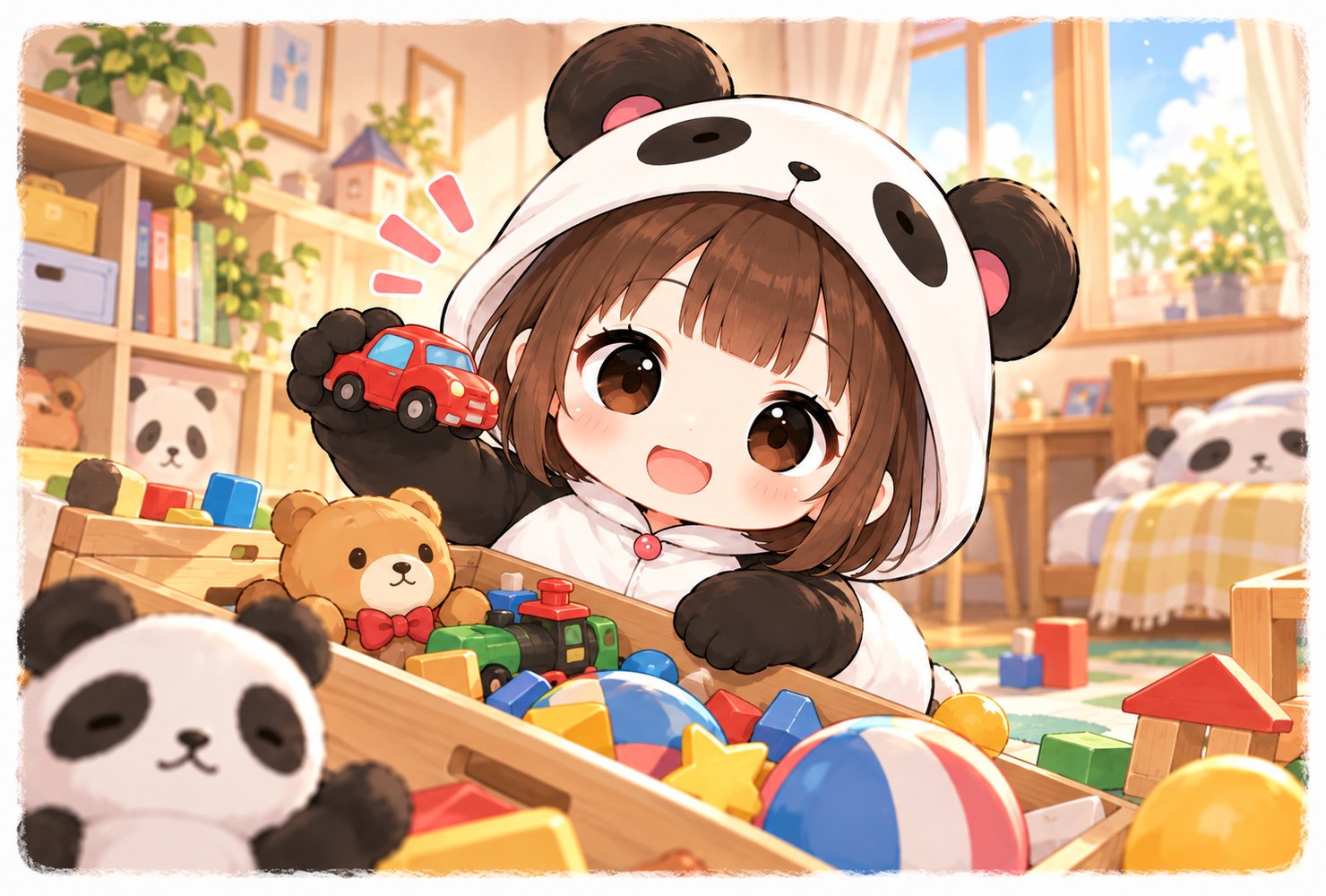 第1話「こんまと、ぼくのおもちゃばこ」のイラスト