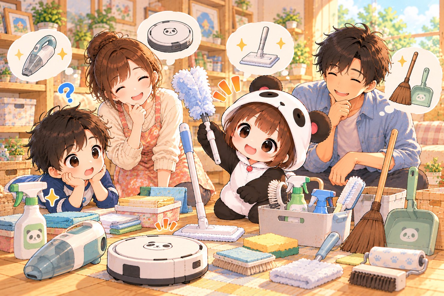 第7話「家族の掃除道具、どれが便利？」のイラスト