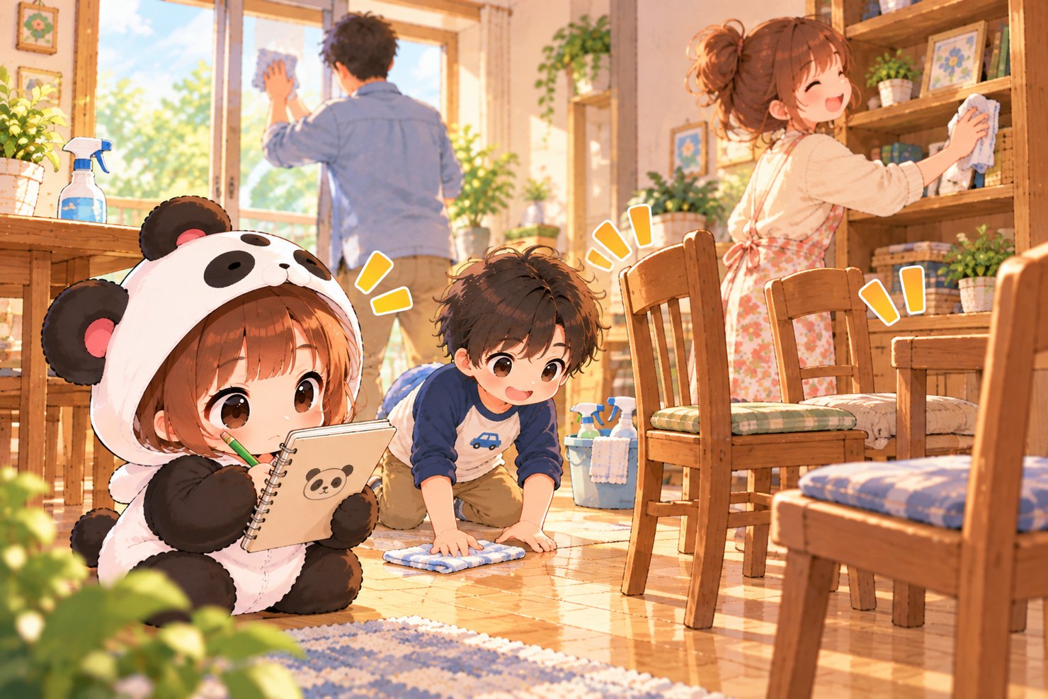 第9話「こんま、家族の大そうじを観察する」のイラスト